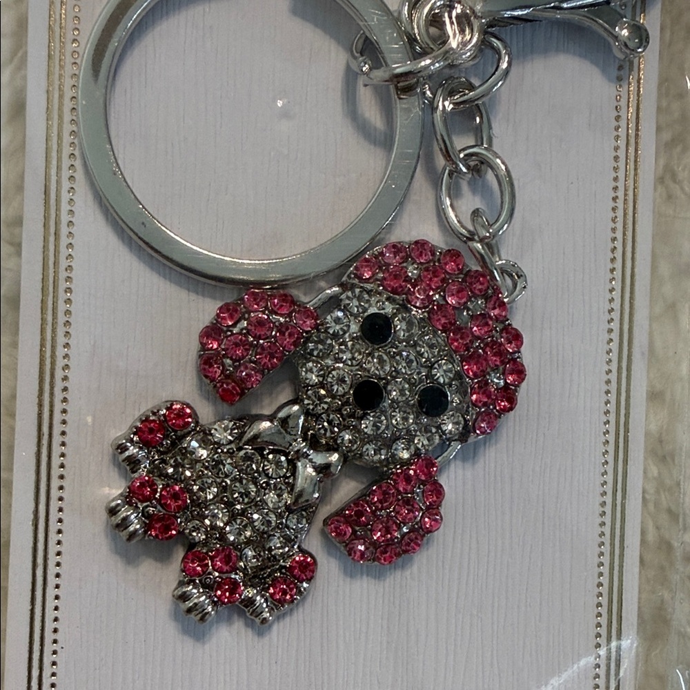 Crystal Poodle Keychain w/Rhinestone Accents-Basket Stuffers for Easter